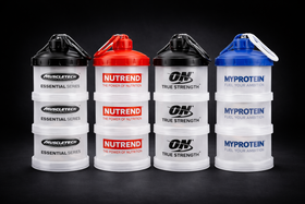 Boîte à protéines portable avec entonnoir – compartiments pratiques pour compléments et snacks