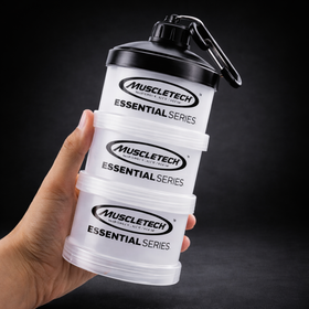 Boîte à protéines portable avec entonnoir – compartiments pratiques pour compléments et snacks